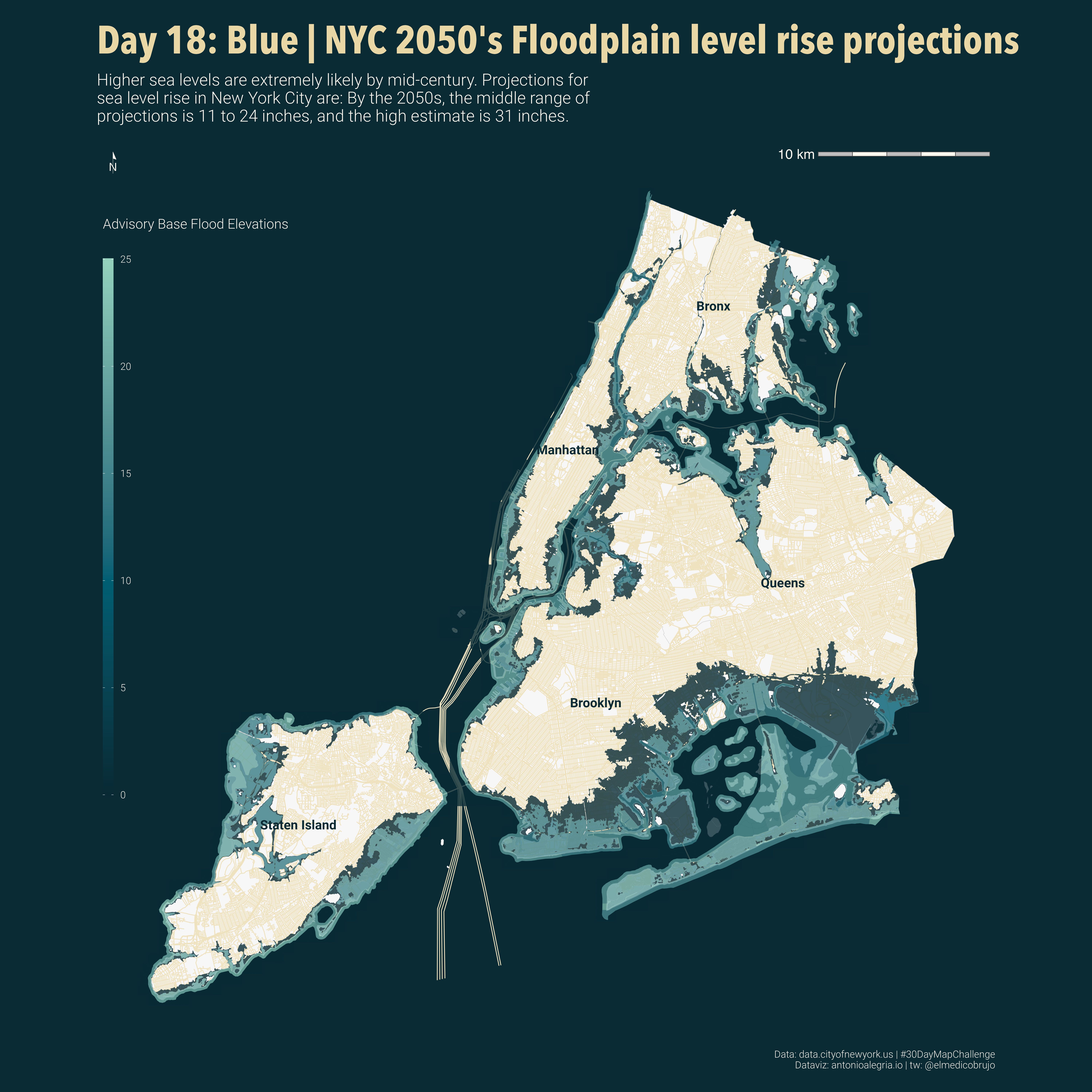 New York City flood risk projections for 2050 due to sea level rise